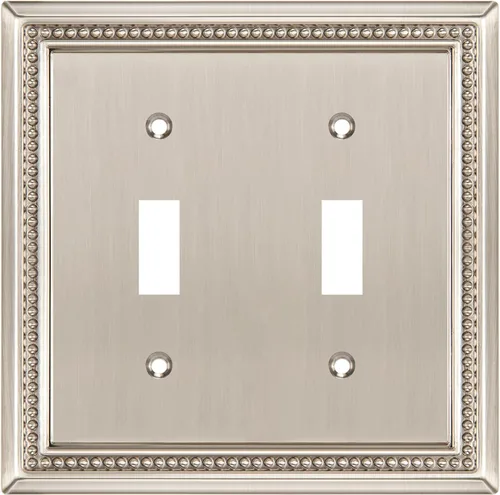 Miniatura 128 de Henne Bery Sunken Pearls - Placa de pared decorativa resistente para interruptor, cubierta para tomacorrientes (doble dúplex, níquel satinado)