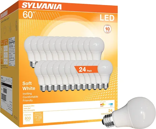 Miniatura 14 de Sylvania Bombilla LED, equivalente a 60 W A19, eficiente 8.5 W, base media, acabado esmerilado, 800 lúmenes, blanco suave, paquete de 4 (73888)