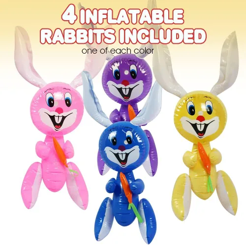 Miniatura 2 de ArtCreativity Conejito de Pascua inflable de 23 pulgadas con inflables de zanahoria, juego de 4 conejitos inflables, suministros de búsqueda
