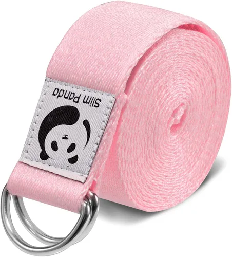 Miniatura 9 de Correa de yoga Slim Panda para estiramiento, Correa de yoga de algodón con hebilla ajustable en forma de D, Correa de yoga no elástica para pilates