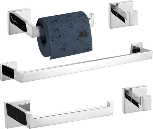 Miniatura 15 de TURS Juego de accesorios de baño de 5 piezas, juego de toalleros negros y dorados, incluye toallero de 24 pulgadas, soporte para toallas de mano