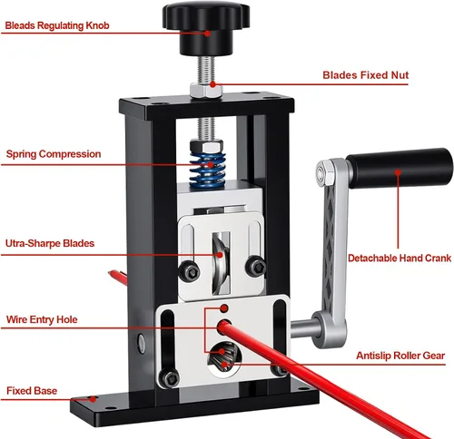 Miniatura 5 de Trivd Frol Máquina peladora manual de alambre de 0.06 pulgadas a 1 pulgada, máquina peladora de alambre de cobre, herramienta peladora de alambre