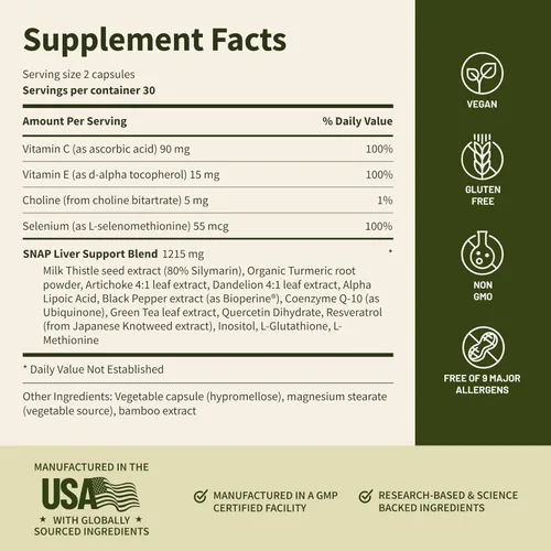 Miniatura 8 de Snap Supplements Paquete de suplementos para la salud del hígado y desintoxicación y salud del colesterol, apoya la salud del corazón, hígado