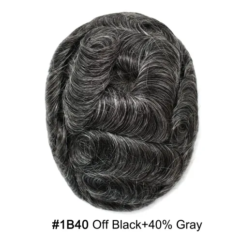 Miniatura 2 de Toupee para hombres Piezas de cabello humano real Encaje suizo para hombres Toupee unidades de cabello humano europeo para hombres Hairpieces Hair