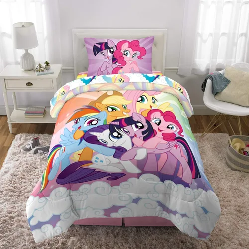 Miniatura 5 de Franco Juego de sábanas y edredón de microfibra súper suave para niños, 4 piezas, tamaño individual, unicornio My Little Pony Mi pequeño poni