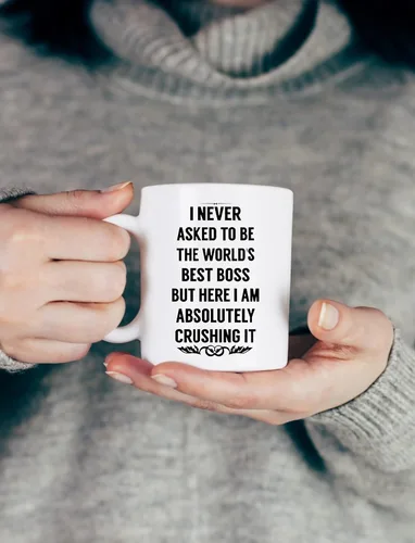 Miniatura 4 de BLUE RIBBON Nunca pedí ser el mejor jefe del mundo Taza de café - Regalos para hombres, mujeres - Idea de regalo de 11 oz