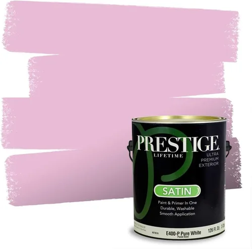 Miniatura 146 de Prestige Paints E100-T-SW6591 Pintura exterior e imprimación en uno, 1 galón, plano, combinación comparable de Sherwin Williams Amaryllis, 1 galón