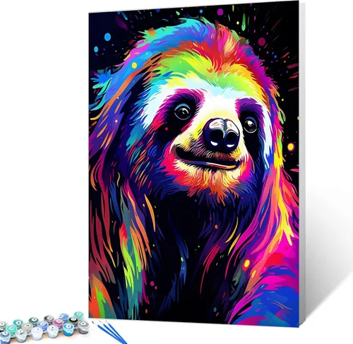 Miniatura 10 de Tucocoo Kits de pintura de búho de graffiti por números con pinceles y pigmento acrílico sobre lienzo para adultos, imagen de estilo colorido
