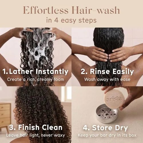 Miniatura 6 de Barra de champú con cabello rizado, aceite de almendras dulces, polvo de fruta Reetha y manteca de karité, hidratante para cabello rizado