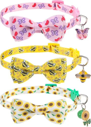 Miniatura 8 de Collares Navideños Separables para Gatos con Campana y Bonitos Colgantes - Paquete de 3 Collares de Seguridad Ajustables para Gatitos - Collar