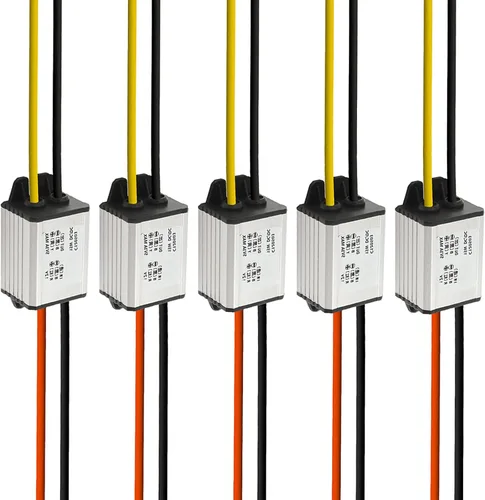Miniatura 10 de 10 convertidores de 12 V a 5 V CC Voltaje de alimentación para automóvil, impermeable DC 6.3-22V 12V reductor a 5V 3A 15W Regulador de voltaje