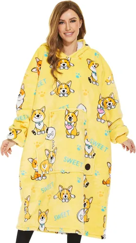 Miniatura 36 de Three Poodle - Manta con capucha portátil para niños, sudadera de sherpa de gran tamaño con capucha gigante, manta con capucha cálida y acogedora