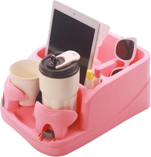 Miniatura 10 de Organizador de Consola de Coche Keyiduid, Organizador de Asiento de Coche con 2 Portavasos Ajustables, Consola Central para Coches, Camiones