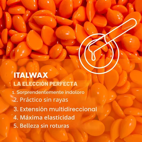Miniatura 4 de Italwax Top Line Cera Dura Coral 1.65 lb (750g) – Textura Cremosa Naranja Intensa con Agarre Fuerte, Ideal para Bikini y Cabello Grueso, Aplicación