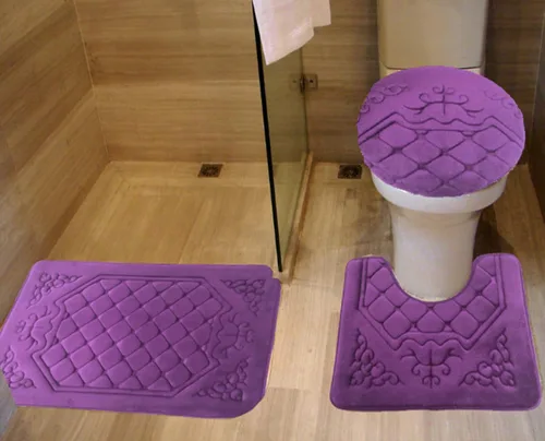 Miniatura 5 de All American Collection - Juego de 3 tapetes de baño de espuma viscoelástica con diseño de corona de felpa suave antideslizante para ducha, baño