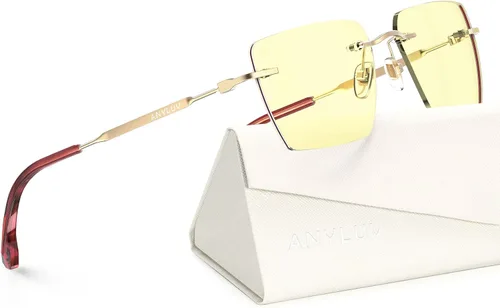 Miniatura 45 de ANYLUV Rimless Blue Light Glasses for Women/Men, Fashion Lightweight Blue Light Blocking Glasses with Stylish Metal Temples