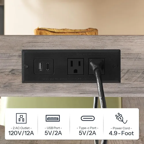 Miniatura 6 de HOOBRO Isla de cocina con almacenamiento, carrito de isla rodante para cocina con 2 cajones y tomacorriente, estación de café de 3 niveles y soporte