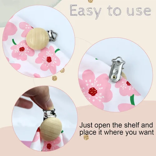 Miniatura 4 de 20 clips de madera para chupete para sujetar la dentición, clips de suspensión de juguete de madera de haya natural, soporte para chupete