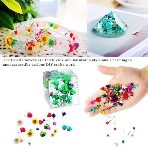 Miniatura 6 de Kit de inclusiones de resina UV para principiantes, suministros de fabricación de joyas con purpurina, copos de aluminio, flores secas, lentejuelas
