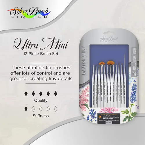 Miniatura 3 de Silver Brush Limited UMS-2412S Ultra Mini Explorer - Juego variado de pinceles para acuarela, gouache, tintas, tintas, acrílicos y pinturas de Set