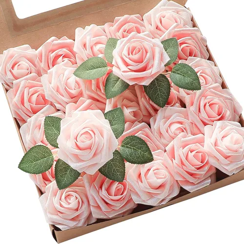 Miniatura 23 de Floroom Flores artificiales de espuma, aspecto real, con tallos, para manualidades, ramos de boda, centros de mesa, despedida de soltera, fiesta, 25