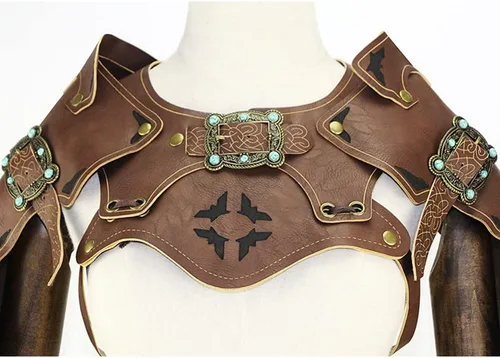 Miniatura 4 de WORUETE Armadura steampunk medieval, chaleco de capa vintage, guerrero vikingo, armadura de pecho para el hombro, para actuaciones en escenario