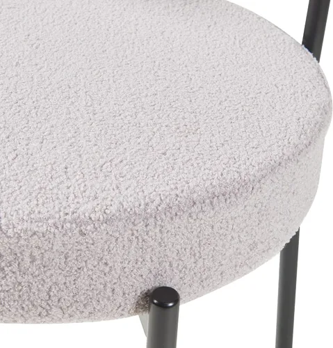Miniatura 7 de Panana Sillas de comedor modernas, sillas de comedor redondas tapizadas de mediados de siglo con patas de metal negro (4, gris)