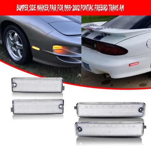 Miniatura 6 de Kit de luces laterales con lente transparente ámbar/roja LED compatible con Pontiac Firebird Trans Am 1998-2002, reemplaza las luces laterales OEM