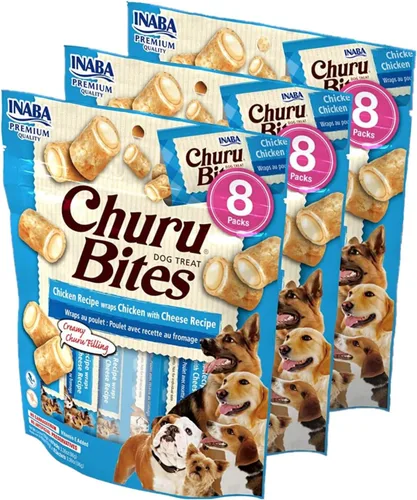 Miniatura 11 de INABA Churu Bites - Golosinas para perros, sin granos, suaves y masticables al horno envueltas en pollo, 0.42 onzas cada tubo, 32 tubos en total