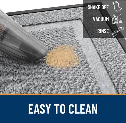 Miniatura 6 de OLANLY Tapete para puerta delantera interior y exterior, impermeable, para todo tipo de clima, goma natural resistente, perfil bajo, fácil de Gris