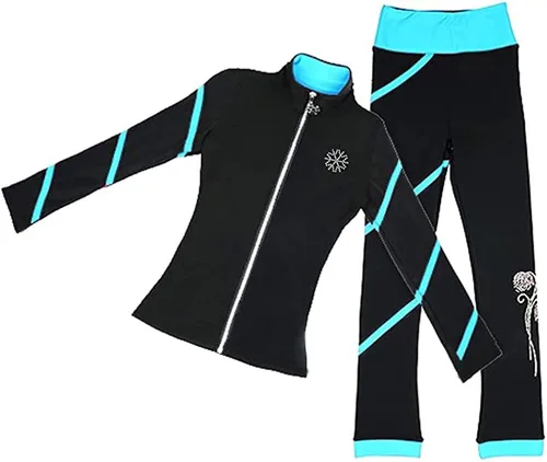 Chaqueta de patinaje artístico en espiral, pantalones de forro polar para niñas, pantalones negros para mujer, Negro