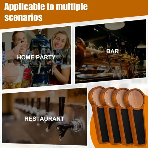 Miniatura 6 de Marsui Paquete de 8 pizarras de madera para cerveza, mango de barril para Kegerator con logotipo intercambiable y 8 bolígrafos, bar, restaurante