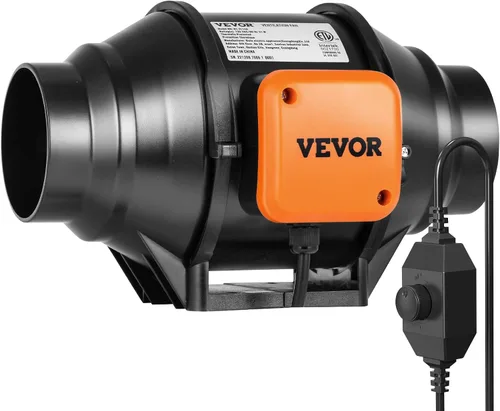 Miniatura 15 de VEVOR Kit de filtración de aire de 4 pulgadas, ventilador de conducto en línea de 180 CFM con controlador de velocidad, filtro de carbono y sistema