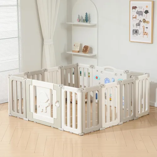 Miniatura 9 de Bestgame Corralito para Bebés, Corralitos Plegables para Bebés y Niños Pequeños, 14 Paneles Corralito Extra Grande para Bebés, Valla Portátil