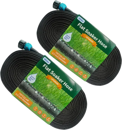 Miniatura 11 de Hlinker Manguera de remojo plana de 15 pies para camas de jardín, manguera de riego por goteo constante enlazable de 15 pies y 1/2 pulgadas, ahorra