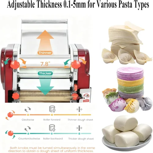 Miniatura 3 de XINGYUEXUAN Pasta eléctrica que hace la máquina el rodillo comercial de la masa del fabricante de espagueti de los fideos con el cortador de 0.079