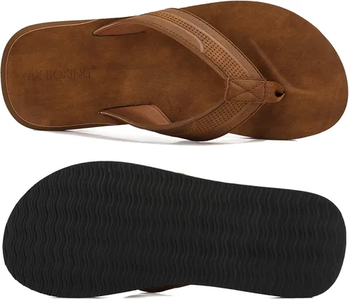 Miniatura 4 de AX BOXING Sandalias de cuero para hombre, sandalias casuales y cómodas