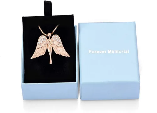 Miniatura 7 de Imrsanl Joyería de cremación con dije de ángel para mujer, colgante de ceniza, collar de urna para cenizas, alas de recuerdo, joyería para mujeres