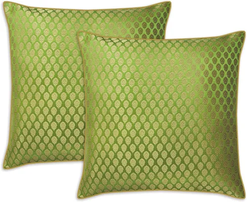 Miniatura 9 de AVKA Studio Fundas de almohada de damasco – Paquete de 2 almohadas decorativas de brocado de seda sintética – Beige dorado 20 x 20 pulgadas – Funda