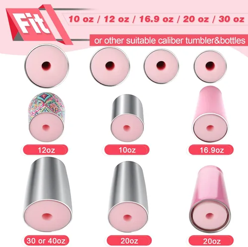 Miniatura 4 de Honoson 4 tamaños, 8 piezas de vasos de espuma para tubos de PVC de 1/2 pulgada, accesorios para todos los vasos de 10 a 40 onzas (negro y rosa)