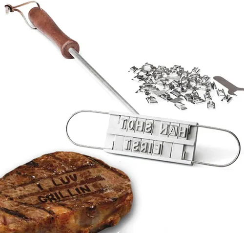 Miniatura 3 de Juego de hierro de marcar BBQ con letras intercambiables, nombres, alfabeto
