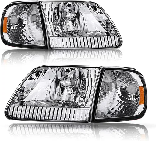 Miniatura 14 de Conjunto de faros BRYGHT Compatible con [Todos los modelos] 08-14 Ford E150 E250 08-21 E350 E450 Super Duty Faros de repuesto con carcasa cromada