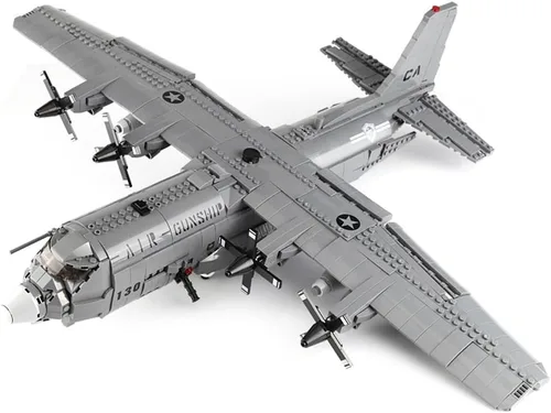 Miniatura 2 de AC-130 Gunship - Juego de bloques de construcción de aviones de 1713 piezas WW2, kit de modelo de construcción para adultos y adolescentes, avión