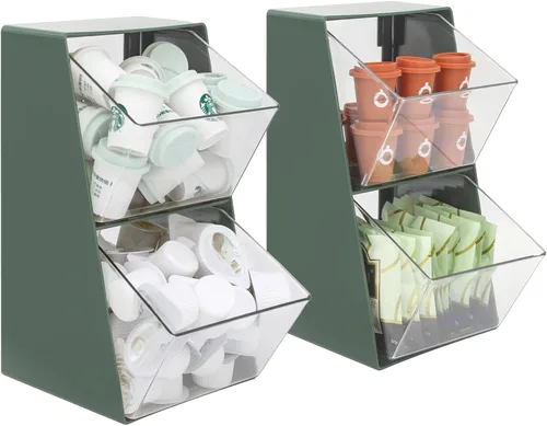 Miniatura 7 de Paquete de 2 soportes para cápsulas de café, organizador de almacenamiento de tazas K para encimera de hogar, oficina, bar, contenedores