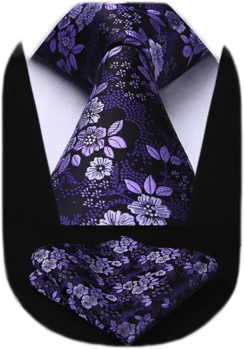 Miniatura 95 de Corbatas florales tejidas clásicas para hombre, corbata cuadrada de bolsillo, corbatas formales para hombres, boda con pañuelo
