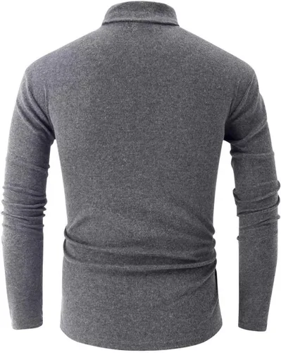 Miniatura 3 de jonivey Camiseta básica de punto de cuello alto de manga larga para hombre