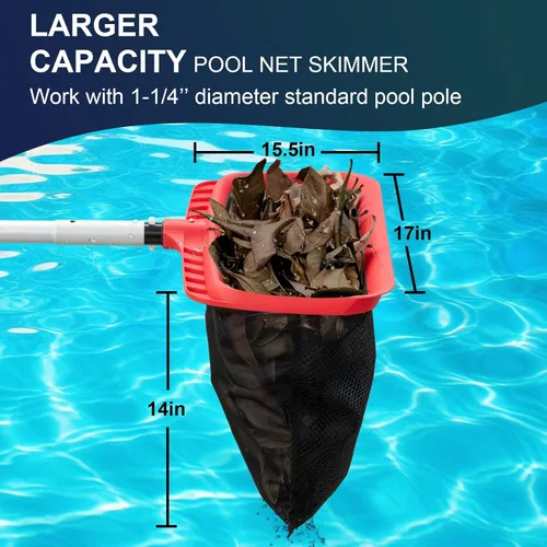 Miniatura 5 de Red de desnatador de piscina, desnatador de red de piscina mejorado con bolsa de red de doble capa, redes de piscina de mayor capacidad para limpiar