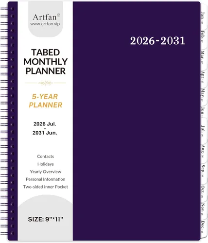 Miniatura 11 de Planificador Mensual 2025-2030/Calendario Mensual - Planificador Mensual de 5 Años, Jul.2025 - Jun.2030, 9" x 11", Bolsillo de Doble Cara + Cubierta