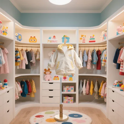 Miniatura 7 de Maniquí de forma de vestido para niños con soporte de madera para ventana de ropa (S(2-3 años))