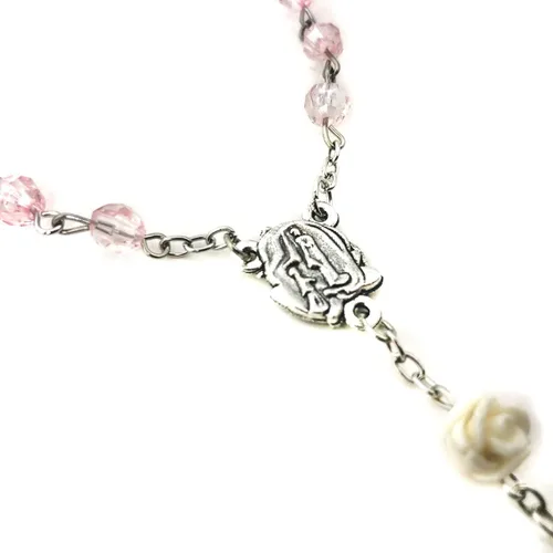 Miniatura 6 de Lourdes - Rosario de rosa rubor para mujer, regalo católico, collar de rosario para mujer